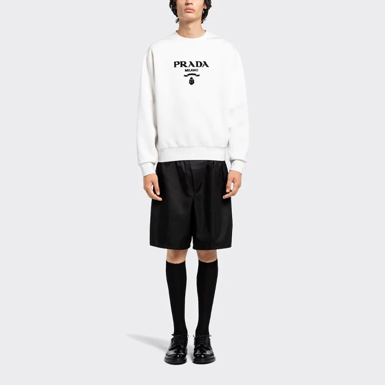 Lookbook 普拉达 SS22 白色标志印花长袖圆领卫衣 UJL207-1Z54-F0009-S-221