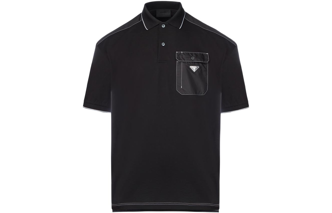 PRADA SS22 Logo Short Sleeve Polo Shirt  Black UJN789-1YR5-F0002-S-221