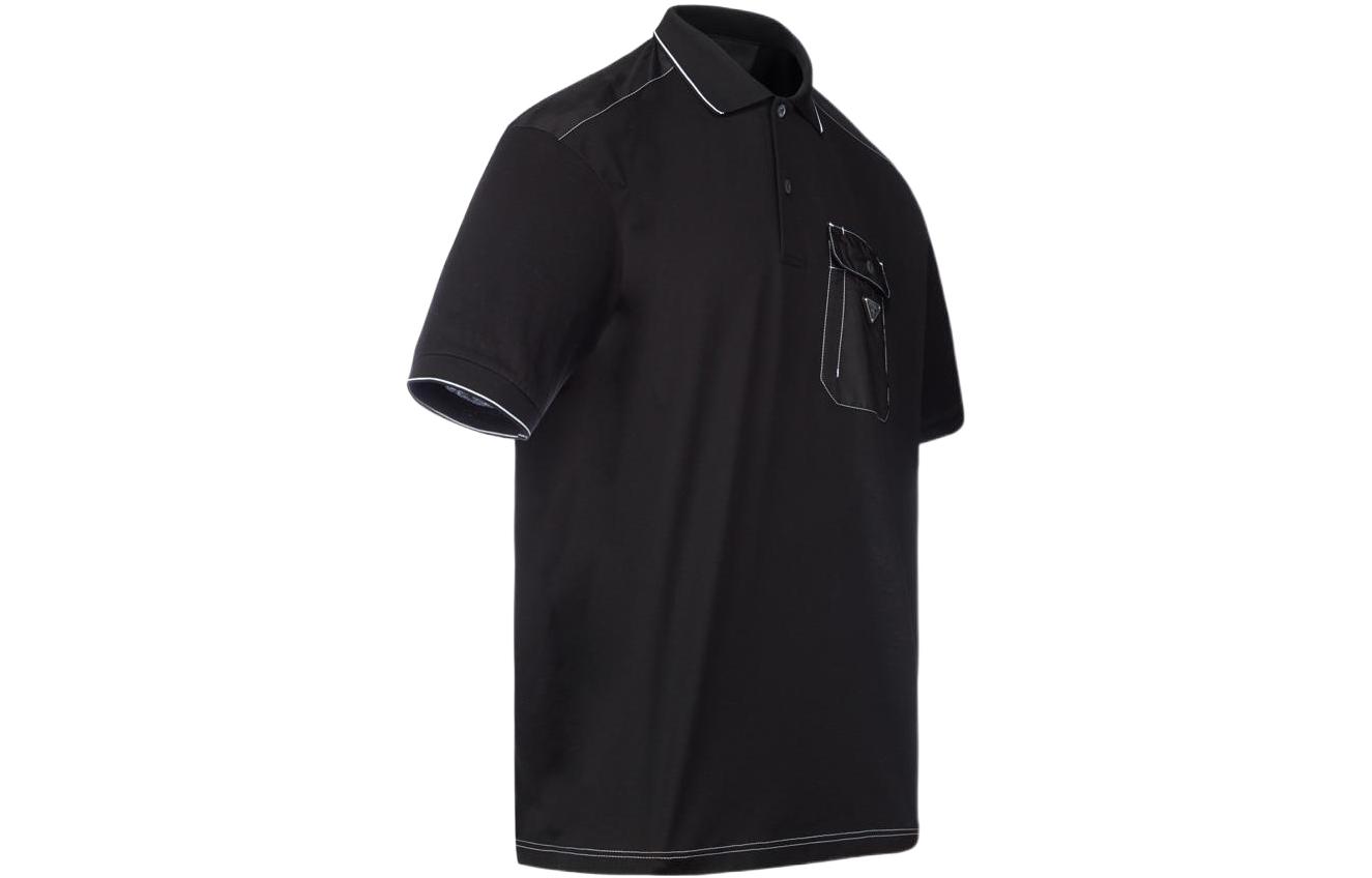 Shop 普拉达 SS22 标志短袖黑色 Polo 衫 UJN789-1YR5-F0002-S-221
