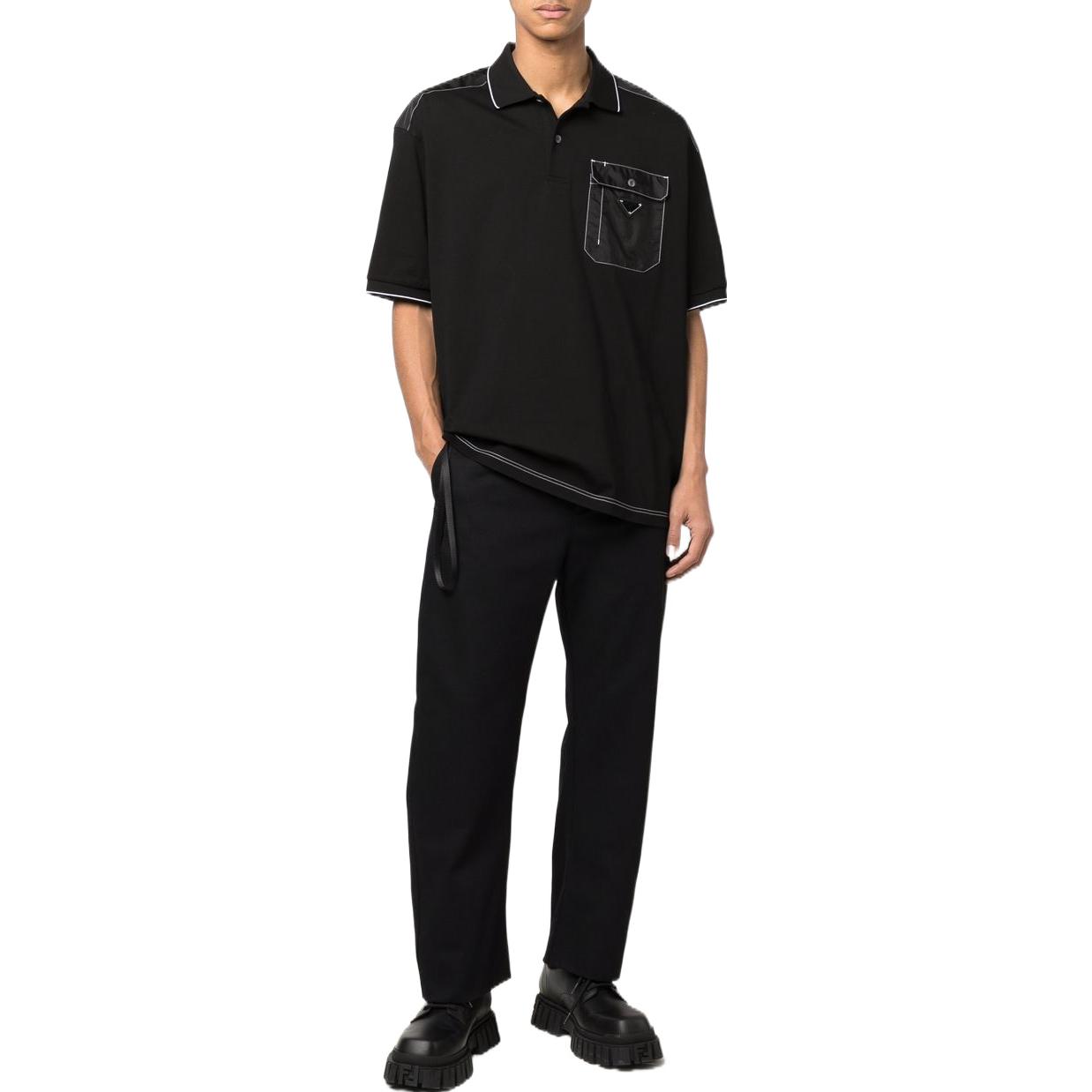 Purchase 普拉达 SS22 标志短袖黑色 Polo 衫 UJN789-1YR5-F0002-S-221