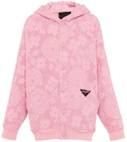 Prada SS22 Pink Floral Logo Printed Single-Breasted Jacket Hoodie UJL210S22110E3-F0028 Prada SS22 Pink Floral Logo Printed Single-Breasted Jacket Hoodie UJL210S22110E3-F0028