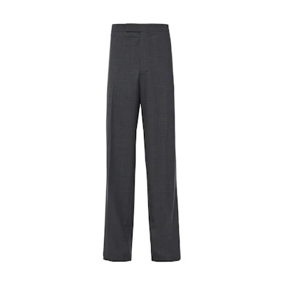 PRADA SS22 Prince of Wales Plaid Wool Trousers Men’s Slate Gray. SPH176-10EA-F0480-S-221