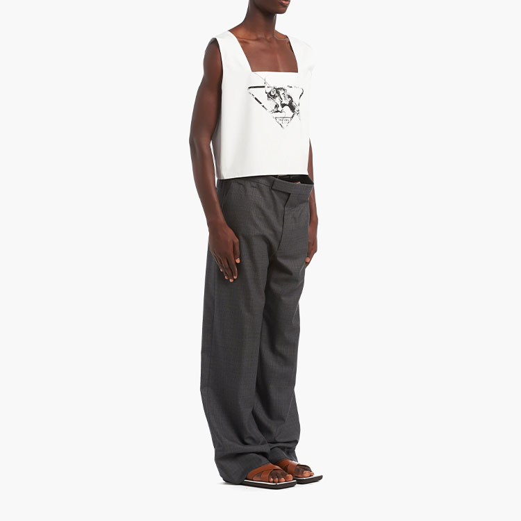 Purchase 普拉达SS22威尔士亲王格纹羊毛长裤男士灰色裤子 SPH176-10EA-F0480-S-221