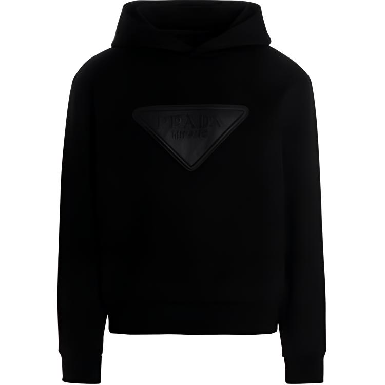 Prada SS22 Printed Hoodie Black Long Sleeve Pullover UJL20010GS-F0806