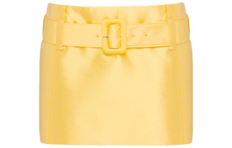 PRADA SS22 Solid Belt Detail Fairy Skirt Yellow. P108UH-BH7-F065Y-S-221