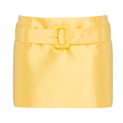 PRADA SS22 Solid Belt Detail Fairy Skirt Yellow. P108UH-BH7-F065Y-S-221