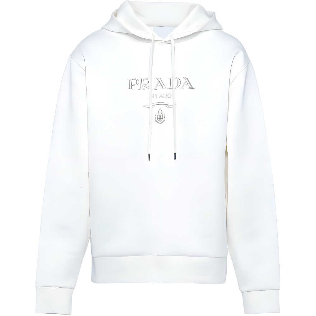 Prada SS22 Solid Color Drawstring Hoodie - White UJL34A-11B3-F0J36-S-222