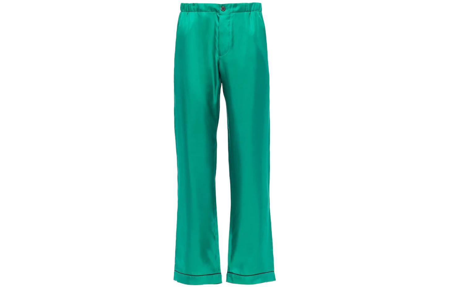 PRADA SS22 Solid Letter Logo Straight-Leg Relaxed Pants Jade Green Men. SPH206-1QWC-F077U-S-221