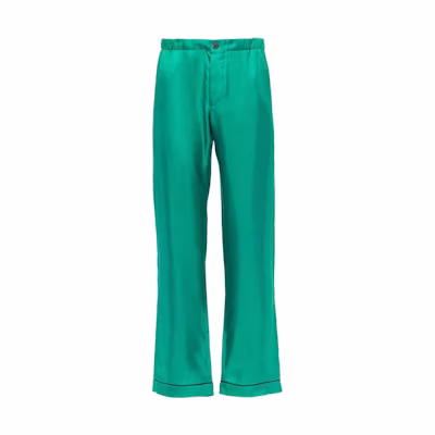 PRADA SS22 Solid Letter Logo Straight-Leg Relaxed Pants Jade Green Men. SPH206-1QWC-F077U-S-221