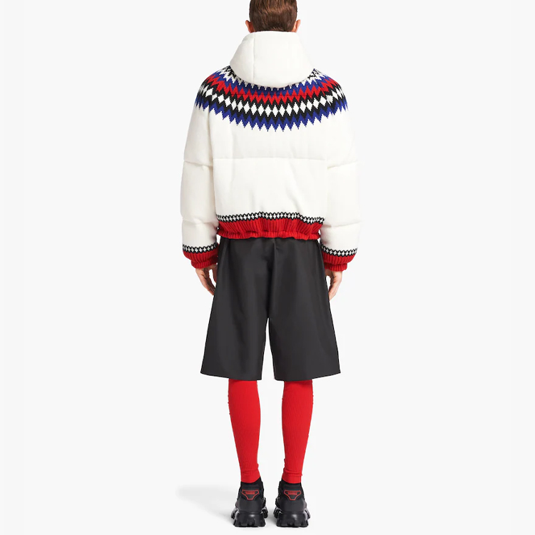 PRADA SS22 White Down Jacket Logo Jacquard Zip-Up Hoodie Winter  Coat. SGC018-10O8-F0009-S-212 圖 4