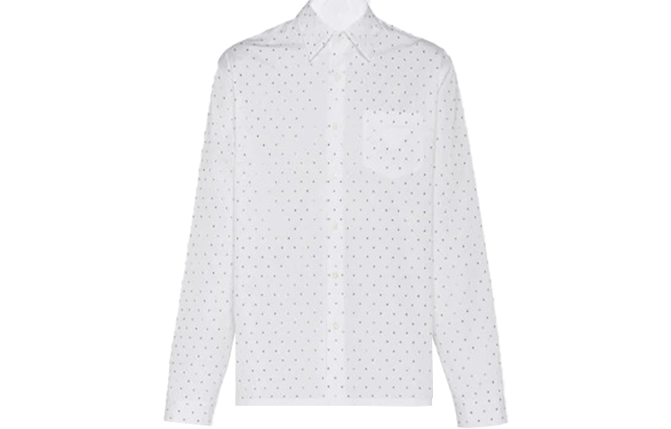 PRADA SS22 White Long Sleeve Sun-Protective Shirt with Studded Design Men. UCN419-1LZC-F0009-S-221 圖 2