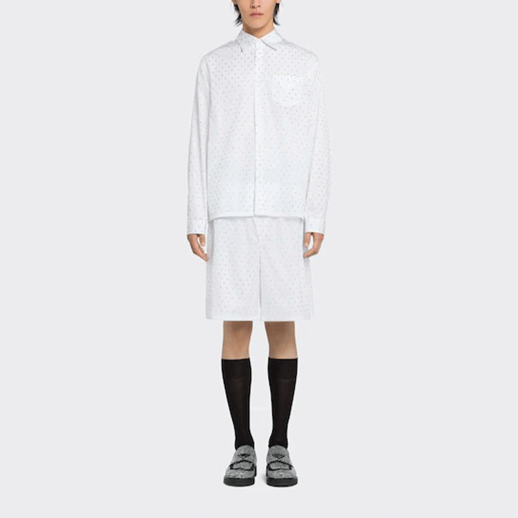 PRADA SS22 White Long Sleeve Sun-Protective Shirt with Studded Design Men. UCN419-1LZC-F0009-S-221 圖 3