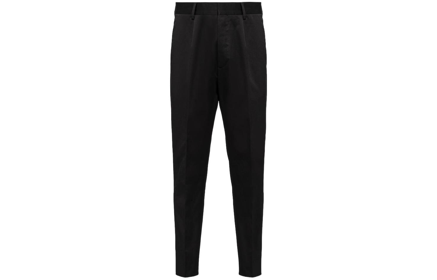 PRADA SS23  Black Casual Pants with Rear Logo Patch. UP0223-1CMO-F0002-S-231