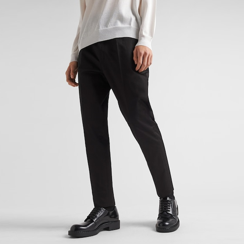 Purchase PRADA SS23  Black Casual Pants with Rear Logo Patch. UP0223-1CMO-F0002-S-231