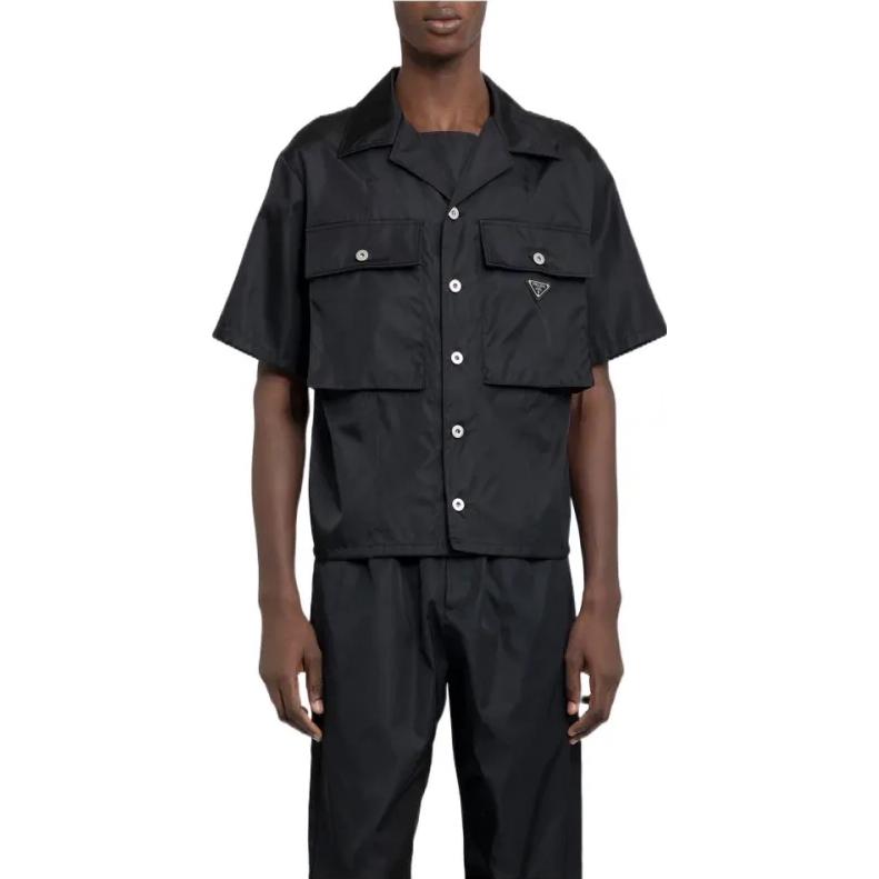 PRADA SS23  Black Logo Polo Collar Oversized Short Sleeve Sun Shirt SC637-1WQ8-F0002 圖 4