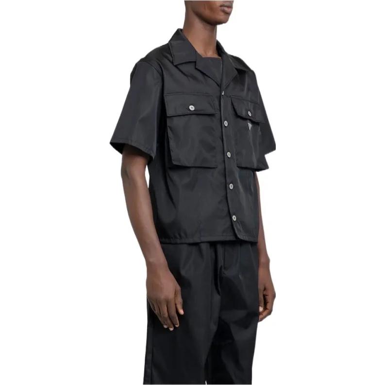 PRADA SS23  Black Logo Polo Collar Oversized Short Sleeve Sun Shirt SC637-1WQ8-F0002 圖 6