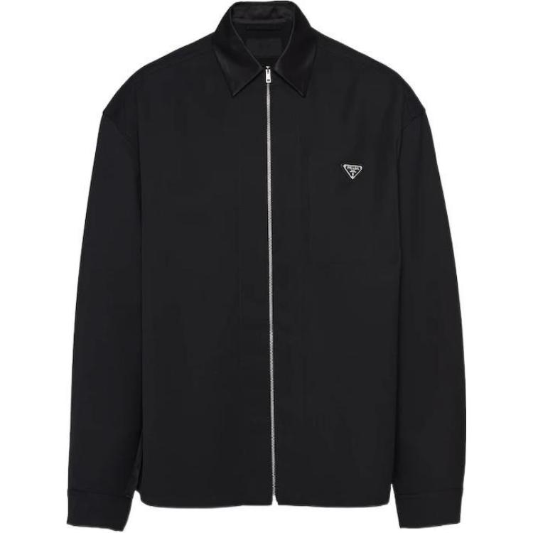 PRADA SS23  Black Logo Triangle Zipper Long Sleeve Sunscreen Shirt SC655-11A6-F0002-S-231