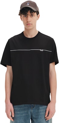 PRADA SS23 Camiseta Negra de Cuello Redondo y Corte Holgado. UJN656 1WPG F0967 (M Lookbook PRADA SS23 Camiseta Negra de Cuello Redondo y Corte Holgado. UJN656 1WPG F0967 (M