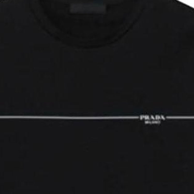 Shop PRADA SS23 Camiseta Negra de Cuello Redondo y Corte Holgado. UJN656 1WPG F0967 (M