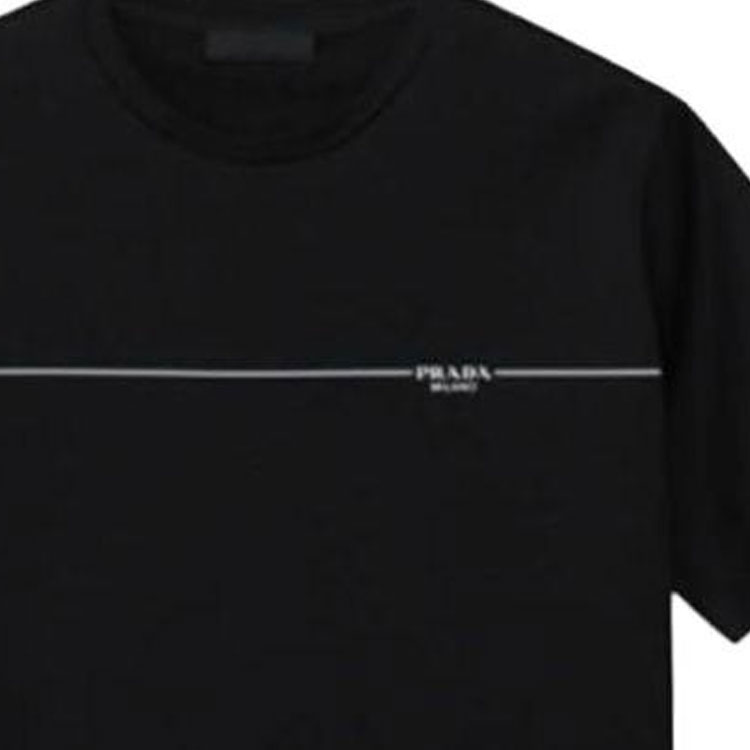 Details for PRADA SS23 Camiseta Negra de Cuello Redondo y Corte Holgado. UJN656 1WPG F0967 (M