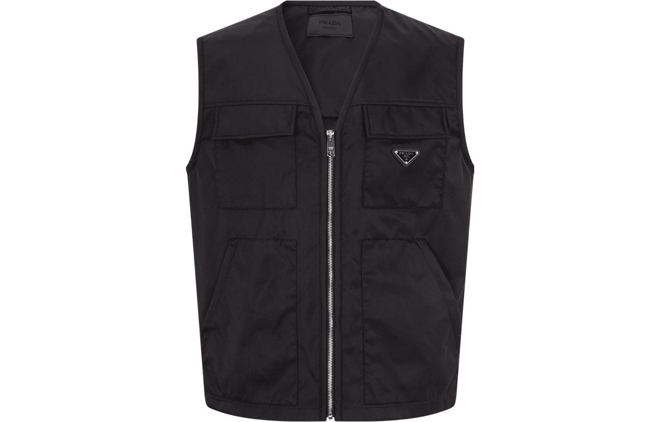 PRADA SS23  Black Solid Triangle Logo Zip Vest SGC261-1WQ8-F0002-S-231