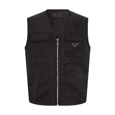 PRADA SS23 Black Solid Triangle Logo Zip Vest SGC261-1WQ8-F0002-S-231