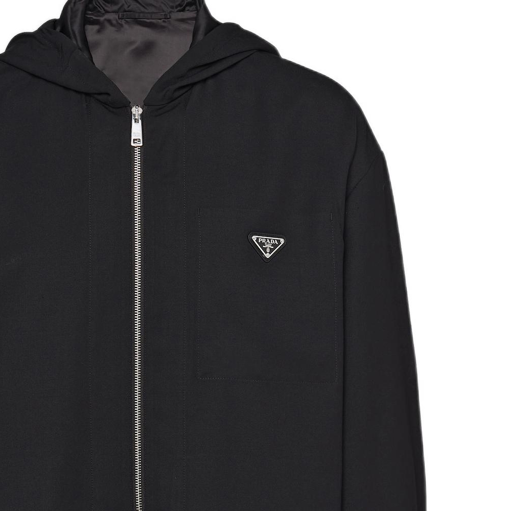 Purchase 普拉达SS23黑色徽章贴布长袖拉链连帽外套夹克. SGC195-11A6-F0002-S-231