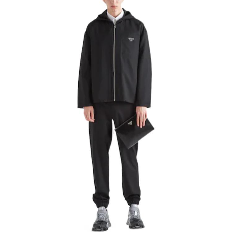 Sizing 普拉达SS23黑色徽章贴布长袖拉链连帽外套夹克. SGC195-11A6-F0002-S-231