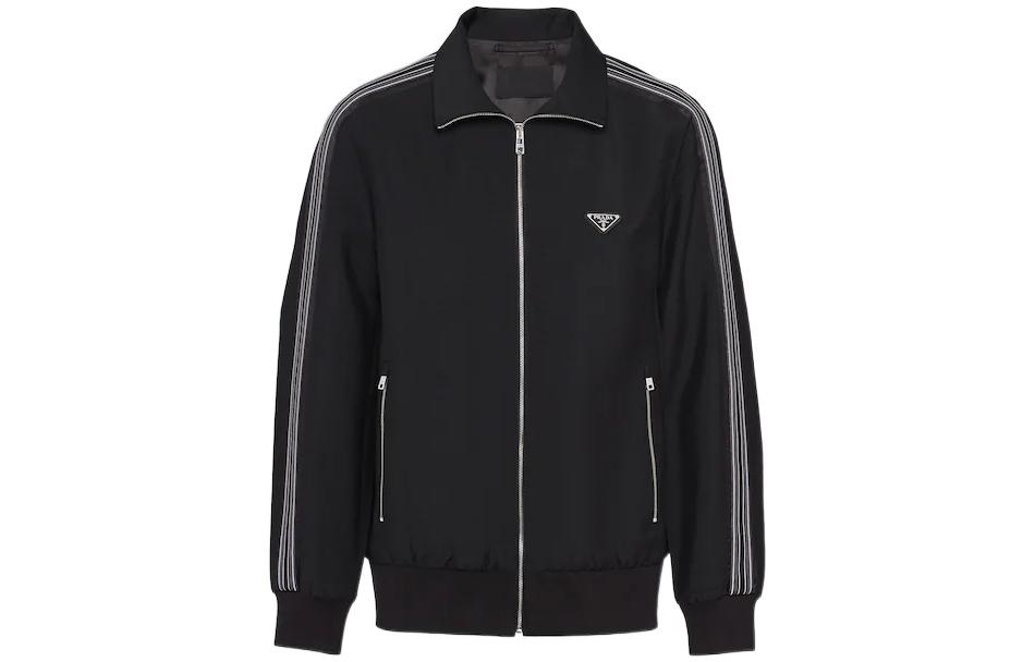 PRADA SS23  Black Zip-Up Jacket with Logo Stripes SGC199-G54-F0002-S-231