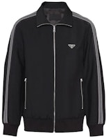 PRADA SS23 Black Zip-Up Jacket with Logo Stripes SGC199-G54-F0002-S-231 PRADA SS23 Black Zip-Up Jacket with Logo Stripes SGC199-G54-F0002-S-231