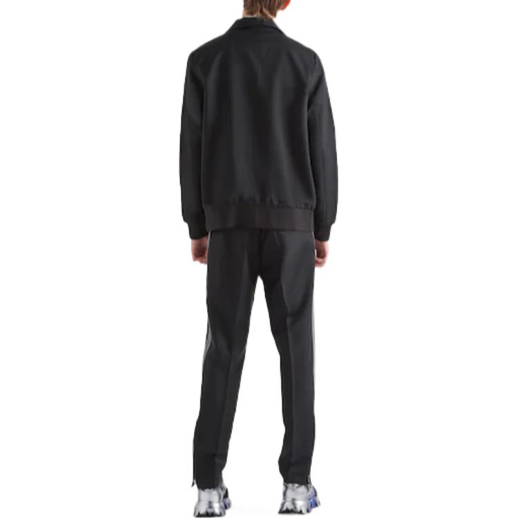 Shop PRADA SS23  Black Zip-Up Jacket with Logo Stripes SGC199-G54-F0002-S-231