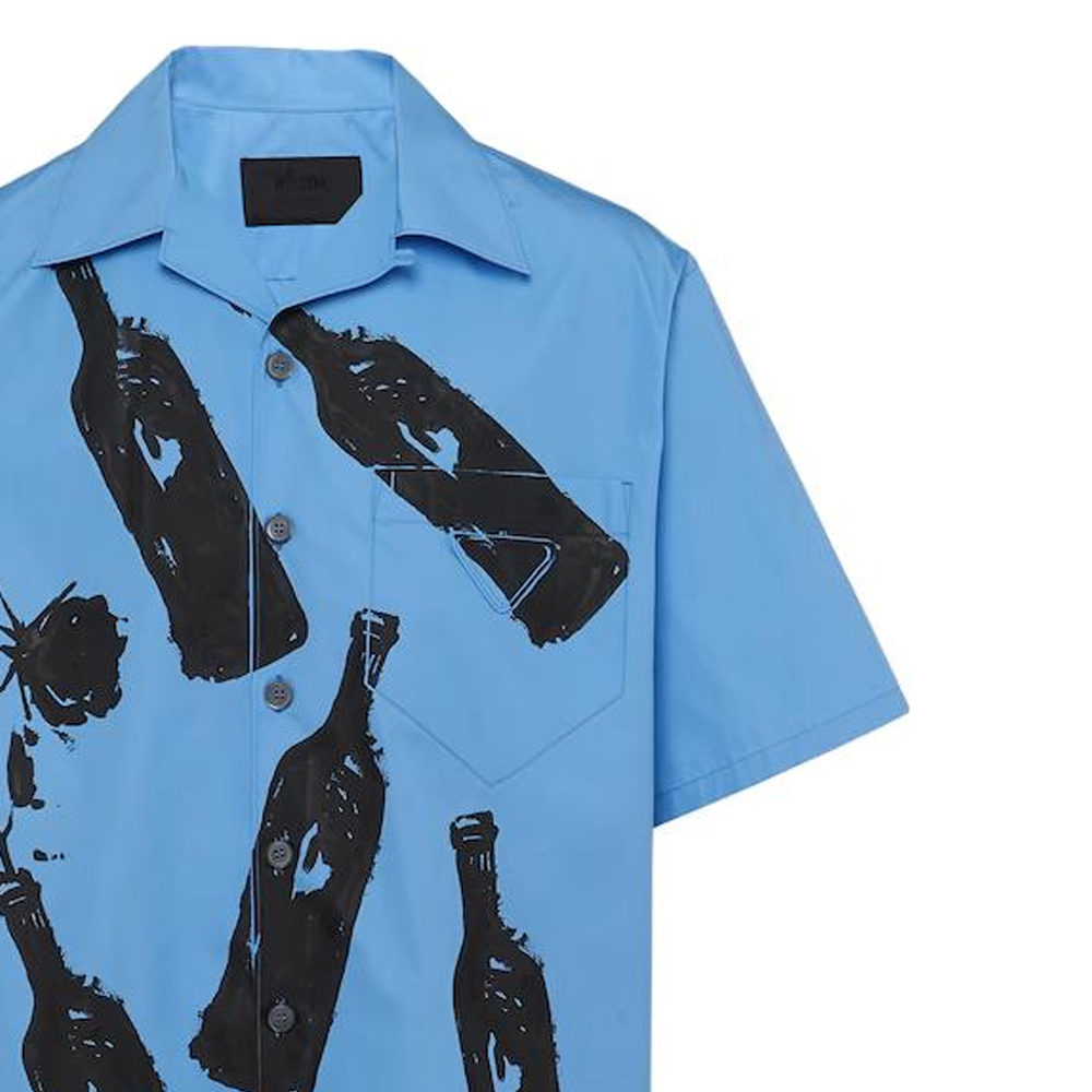 Sizing PRADA SS23 藍色墨水花瓶印花防曬襯衫 UCS414-12UE-F0076-S-221