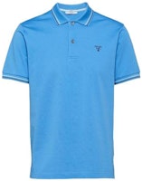 PRADA SS23 Blue Ribbed Knit Short Sleeve Polo Shirt with Logo Print. UJN765-1ZMI-F0237-S-212 PRADA SS23 Blue Ribbed Knit Short Sleeve Polo Shirt with Logo Print. UJN765-1ZMI-F0237-S-212