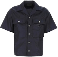 PRADA SS23 Blue Short-Sleeve Logo Shirt with UV Protection. SC637-1WQ8-F0SVF-S-231 PRADA SS23 Blue Short-Sleeve Logo Shirt with UV Protection. SC637-1WQ8-F0SVF-S-231