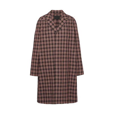 PRADA SS23 Brown Checkered Single-Breasted Mid-Length Trench Coat SGC214-12OE-F0G9F-S-231