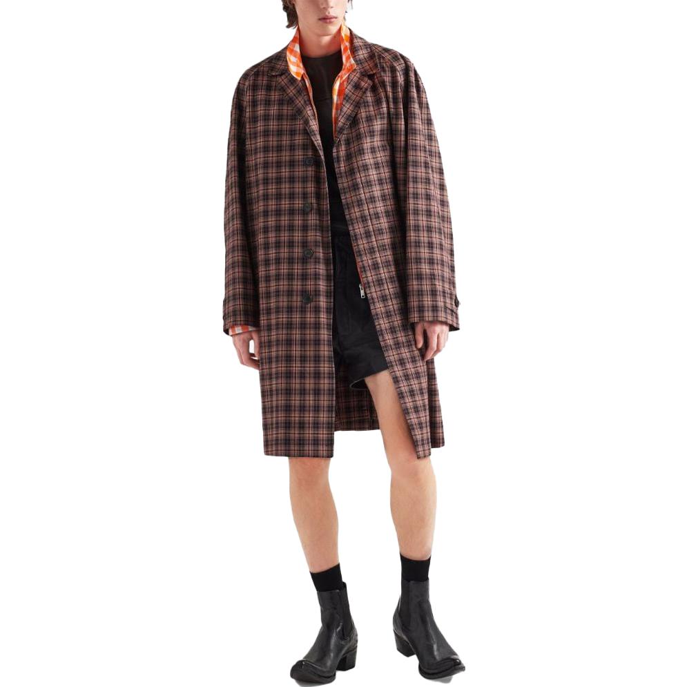 Lookbook PRADA SS23  Brown Checkered Single-Breasted Mid-Length Trench Coat SGC214-12OE-F0G9F-S-231