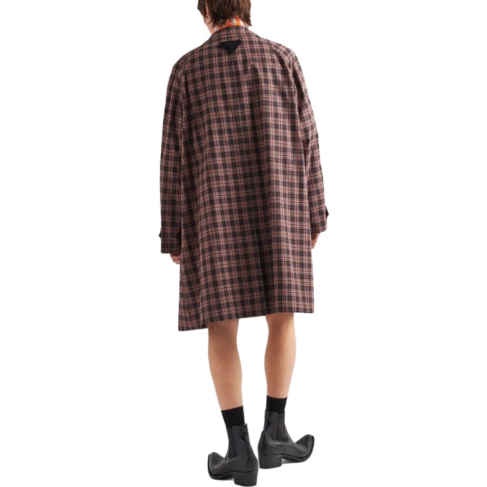 Shop PRADA SS23  Brown Checkered Single-Breasted Mid-Length Trench Coat SGC214-12OE-F0G9F-S-231