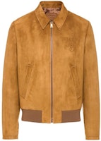 PRADA SS23 Brown Leather Jacket with Logo Print and Zip Collar. UPW421-1FEK-F0280 PRADA SS23 Brown Leather Jacket with Logo Print and Zip Collar. UPW421-1FEK-F0280