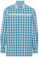 PRADA SS23 Checkered Long-Sleeve UV Protection Shirt Blue White UCN493-12OB-F03DV-S-231 PRADA SS23 Checkered Long-Sleeve UV Protection Shirt Blue White UCN493-12OB-F03DV-S-231