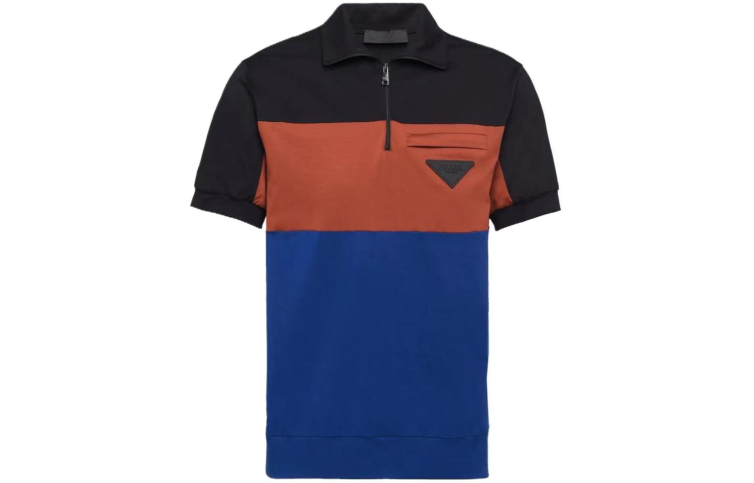 PRADA SS23  Colorblock Striped Short-Sleeve Polo Shirt Multicolor UJN607-5DL-F0ZL3-03