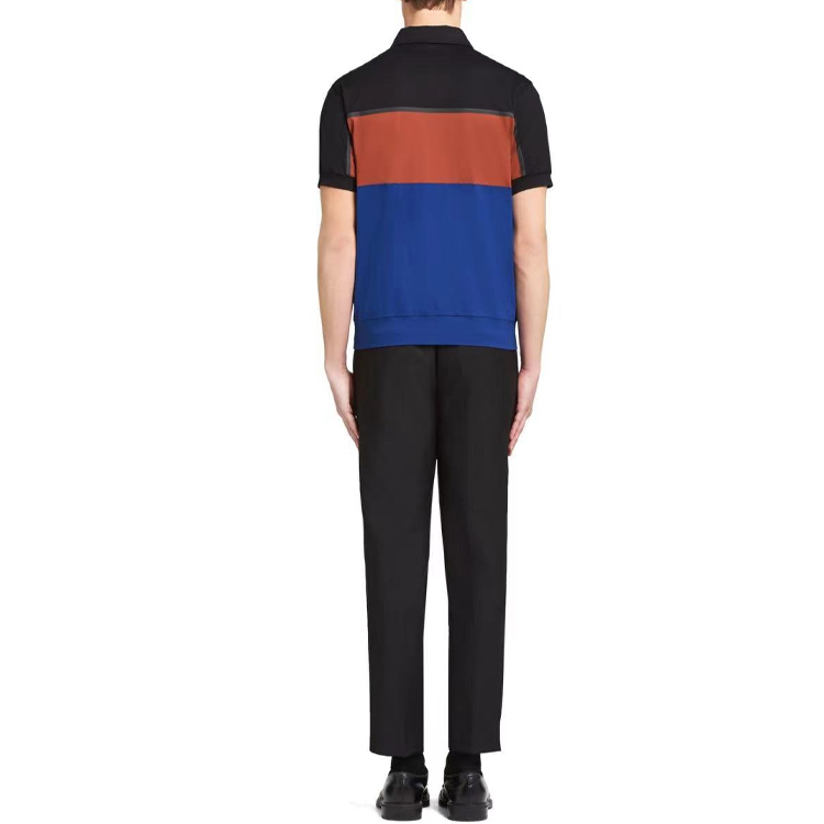 Shop プラダ SS23 カラーブロック ストライプ 半袖ポロシャツ マルチカラー UJN607-5DL-F0ZL3-03