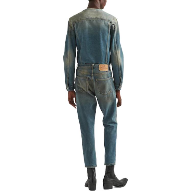 Shop PRADA SS23  Distressed Triangle Logo Light Blue Jeans GEP351-12K1-F0V3N-S-231