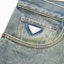Details for PRADA SS23 Distressed Triangle Logo Light Blue Jeans GEP351-12K1-F0V3N-S-231