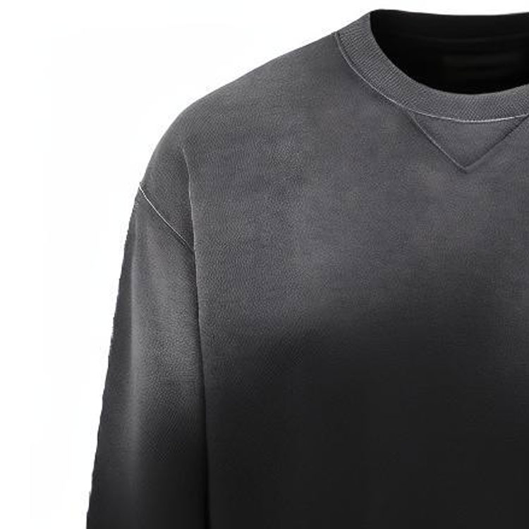 Shop Prada SS23 渐变灰色长袖圆领卫衣 UJL26A-13BG-F0002