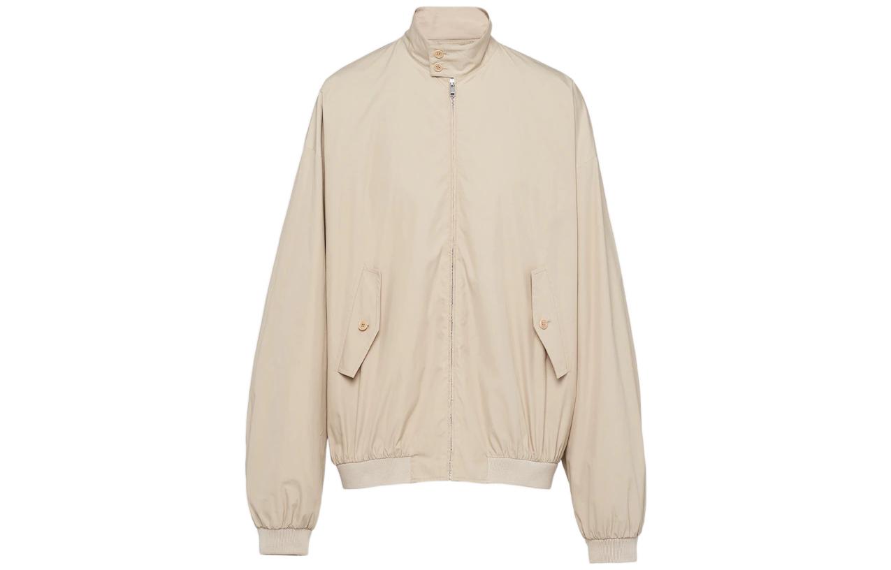 Order PRADA SS23 Jaket Bomber Kapas Campuran Limestone. SGC245-12NS-F0A08