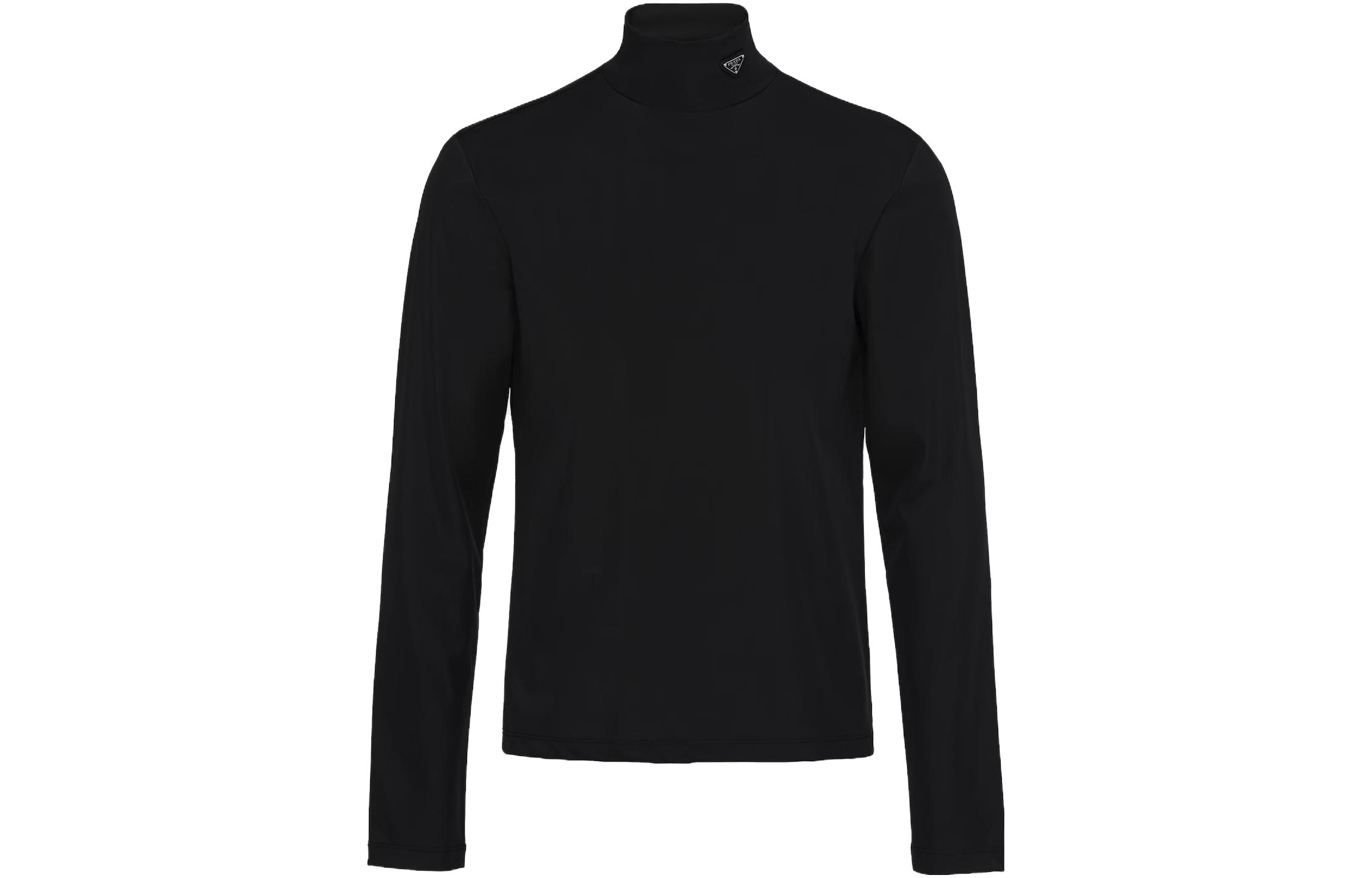 PRADA SS23  Logo High-Neck Long-Sleeve T-Shirt Black UJL188-10Q0-F0002-S-222