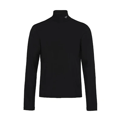 PRADA SS23 Logo High-Neck Long-Sleeve T-Shirt Black UJL188-10Q0-F0002-S-222