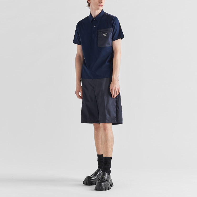 Lookbook 普拉达 SS23 标志短袖POLO衫 海军蓝. UJN703-1YED-F044V-S-211
