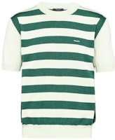 PRADA SS23 Mint Green Knit Short-Sleeve Sweater with Logo Stripes. UMB542-12S8-F0ZBD-S-231 PRADA SS23 Mint Green Knit Short-Sleeve Sweater with Logo Stripes. UMB542-12S8-F0ZBD-S-231