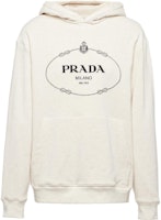 PRADA SS23 Natural Hoodie with Logo Print and Long Sleeves. UJL24B-13IQ-F0018-S-232 PRADA SS23 Natural Hoodie with Logo Print and Long Sleeves. UJL24B-13IQ-F0018-S-232